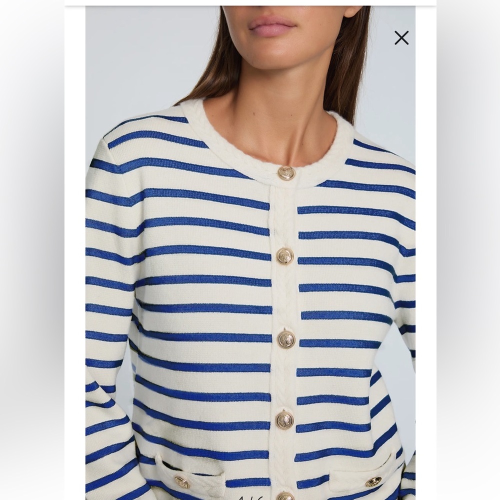 Elie Tahari The Makena Stripe Wool & Cashmere Cardigan